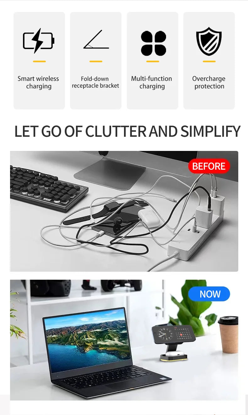 3-in-1 Foldable Magnetic Wireless Charger - S&N Gadgets