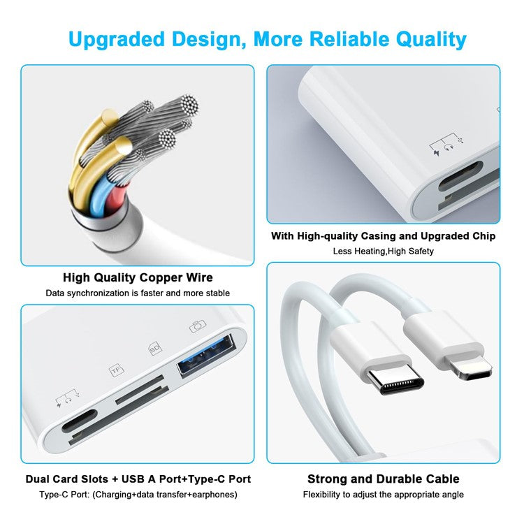8-pin Card Reader 4-in-2 SD+TF+USB OTG+USB-C - S&N Gadgets
