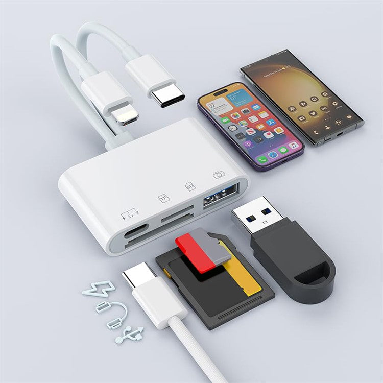 8-pin Card Reader 4-in-2 SD+TF+USB OTG+USB-C - S&N Gadgets