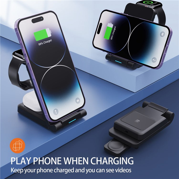Wireless Charging Station Foldable 3-in-1 - S&N Gadgets