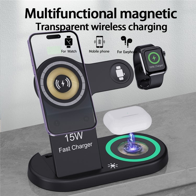 Foldable Wireless Charger for iPhone 12-15 with Ambient Light - S&N Gadgets