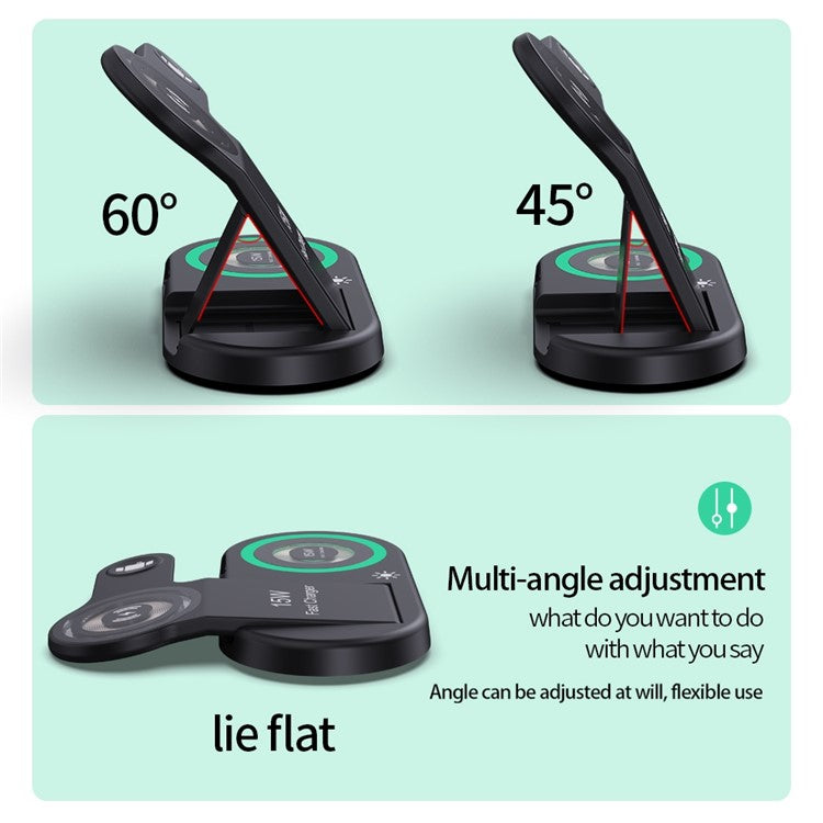 Foldable Wireless Charger for iPhone 12-15 with Ambient Light - S&N Gadgets