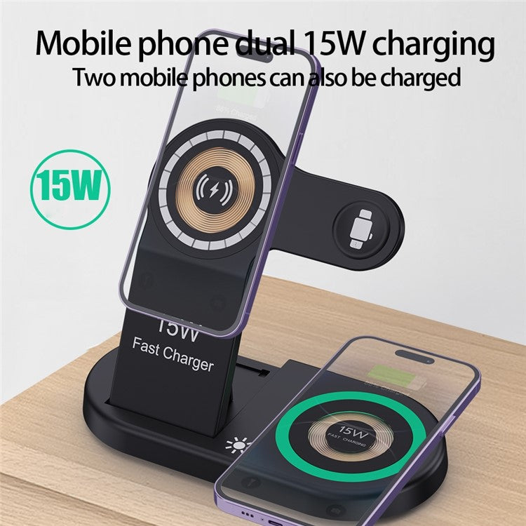 Foldable Wireless Charger for iPhone 12-15 with Ambient Light - S&N Gadgets
