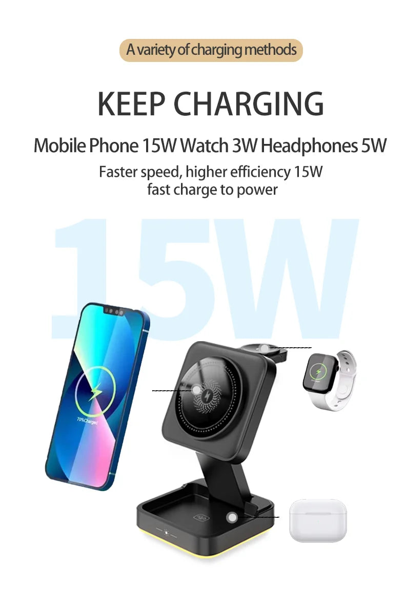 3-in-1 Foldable Magnetic Wireless Charger - S&N Gadgets