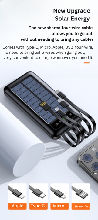 4-in-1 Solar Power Bank 10000mAh - S&N Gadgets
