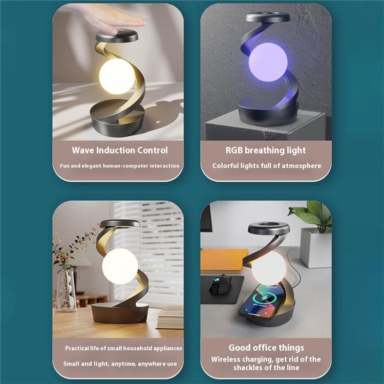 Spiral Levitation Floating Light RGB with Wireless Charging Pad - S&N Gadgets