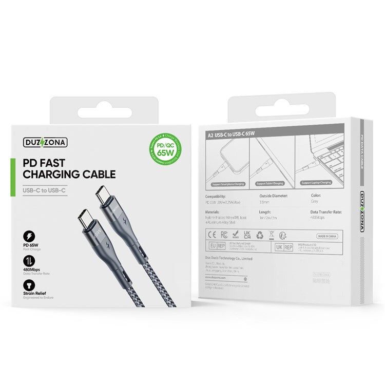 DUZZONA 65W USB-C to USB-C Fast Charging Cable - S&N Gadgets