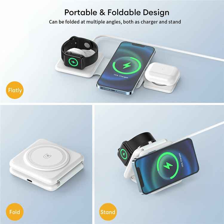 3-in-1 Wireless Foldable Magnetic Charging Station - S&N Gadgets
