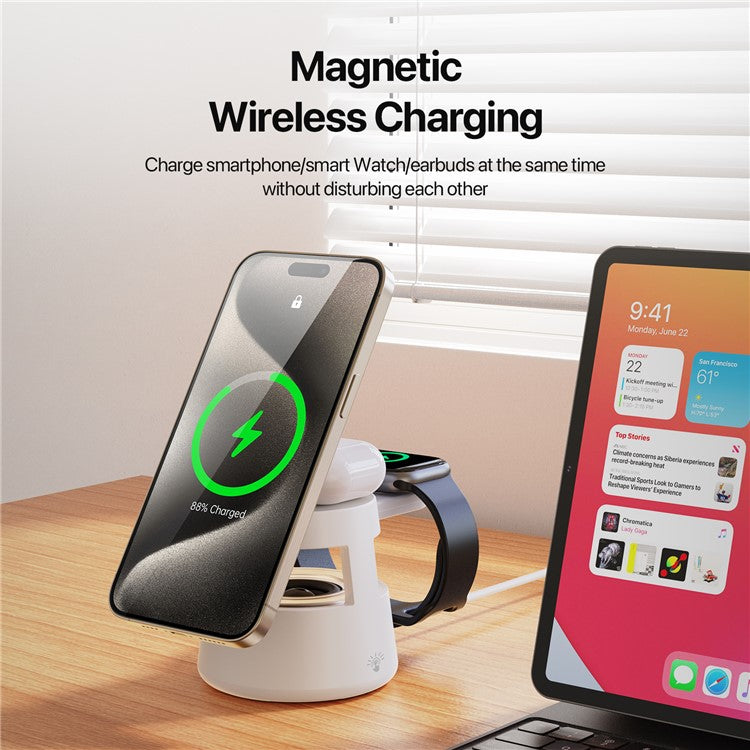 DUZZONA 5-in-1 Wireless Charger with Speaker and Night Light - S&N Gadgets