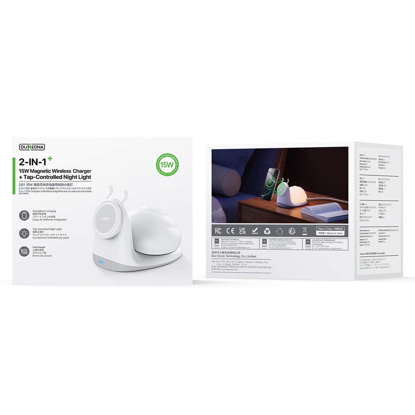 DUZZONA Snail-Shaped Magnetic Wireless Charger with Night Lamp - S&N Gadgets