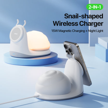 DUZZONA Snail-Shaped Magnetic Wireless Charger with Night Lamp - S&N Gadgets