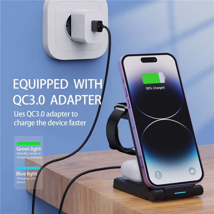 Wireless Charging Station Foldable 3-in-1 - S&N Gadgets