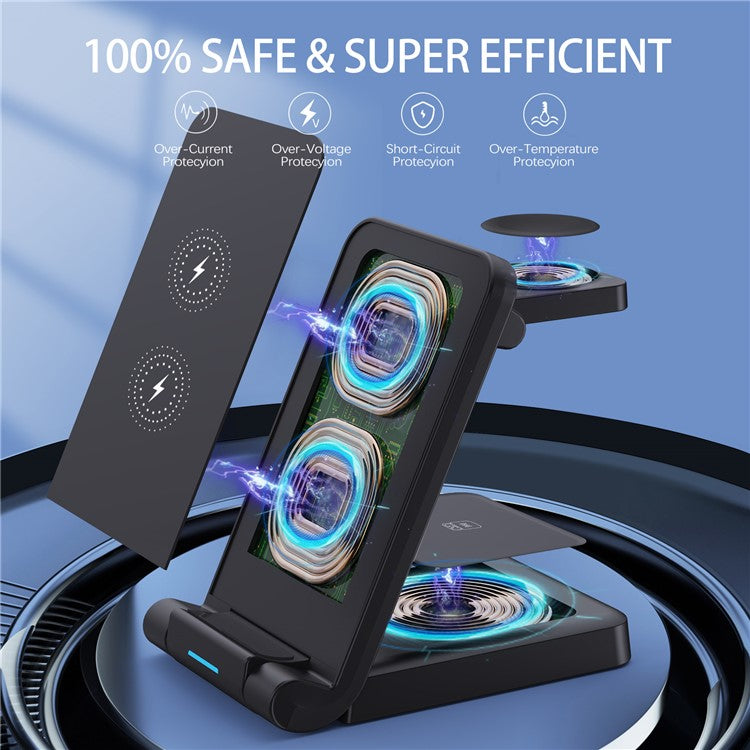Wireless Charging Station Foldable 3-in-1 - S&N Gadgets