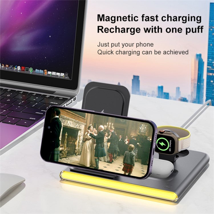 3-in-1 Foldable Wireless Charger with Ambient Light - S&N Gadgets