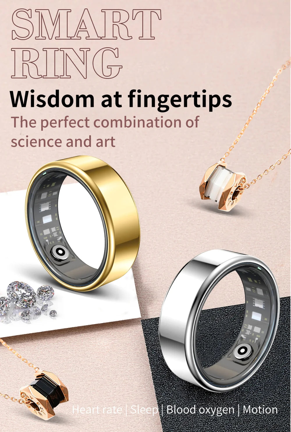 Magnetic Charging Smart Ring with Heart Rate, Blood Oxygen, Sleep Monitoring - S&N Gadgets